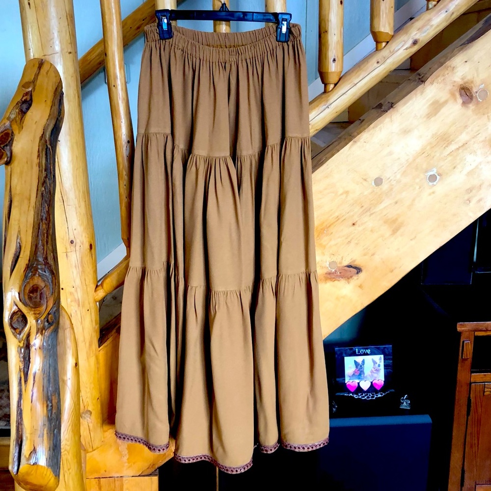 Harvest Gold full maxi circle skirt with Ruby ribbon trim - Belly Dance